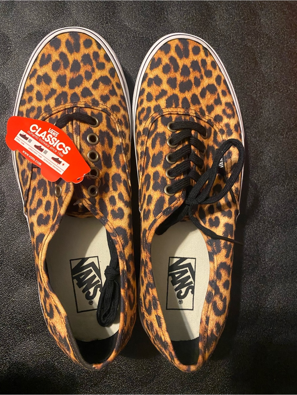 Vans Leopard-Print Low Top Sneakers in Brown and Black